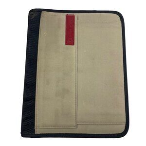 Vintage Franklin Covey CL12215 Tan Canvas Zip Close 7 Ring Planner 10x8"